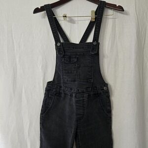 Free People FP Overalls Womens 24 Mineral‎ Black We The Free Denim Bib Boho EUC